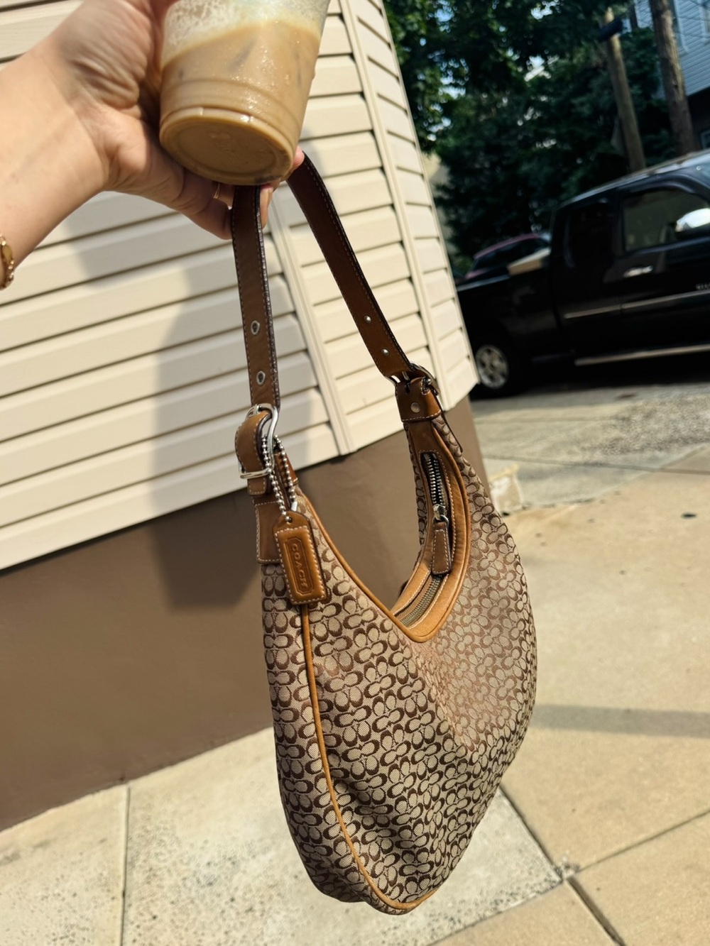 Vintage Coach Brown Signature Hobo Bag - Picture 2 of 13